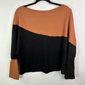 Shein brown‎ and black color block waffle sweater size large